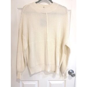 Le Lis Collection Knit Pullover Sweater Ribbed Long Sleeve Cream Size S